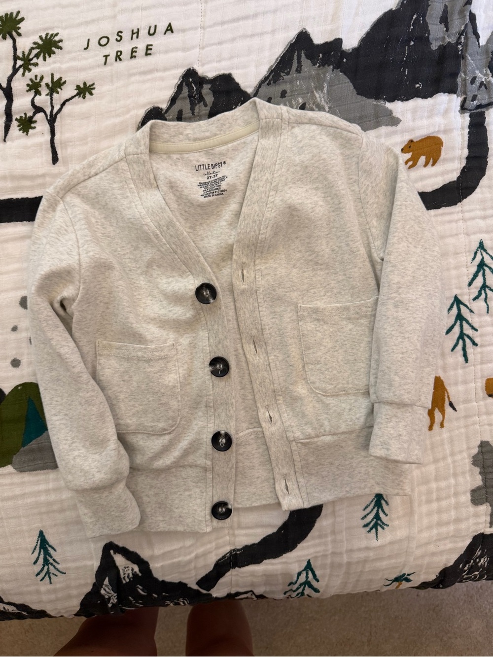 Little Bipsy Light Gray Button Cardigan